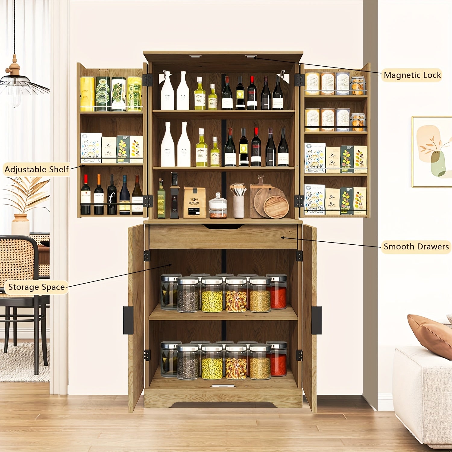 Kitchen Pantry Storage Cabinet 67.7\