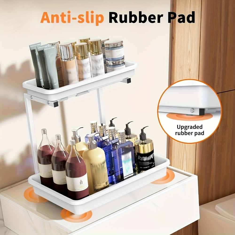 2 Pull-out Cabinet Storage Boxes, 2-layer Under-sink Cabinet Storage Boxes And Storage, Bathroom Cabinet Storage Boxes with Pull-out Drawers, for Kitchens, Pull-out Home Storage Boxes