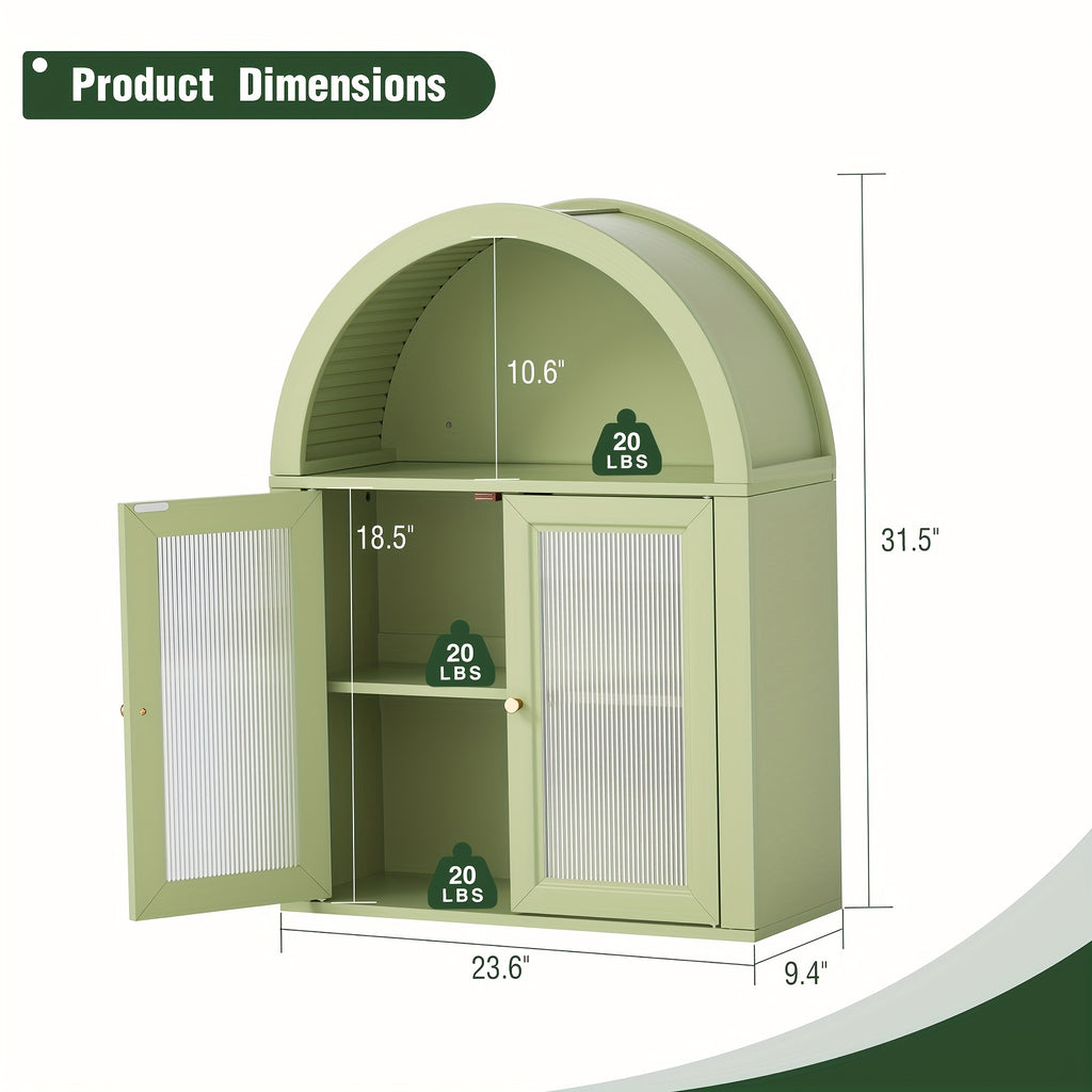 Arched Bathroom Wall Cabinets, Bohemian-style Medicine Cabinet With Acrylic Doors, Storage Cabinet Above The Toilet, Wall-mounted Adjustable Shelves (suitable For The Living Room), Laundry Room, Bathroom