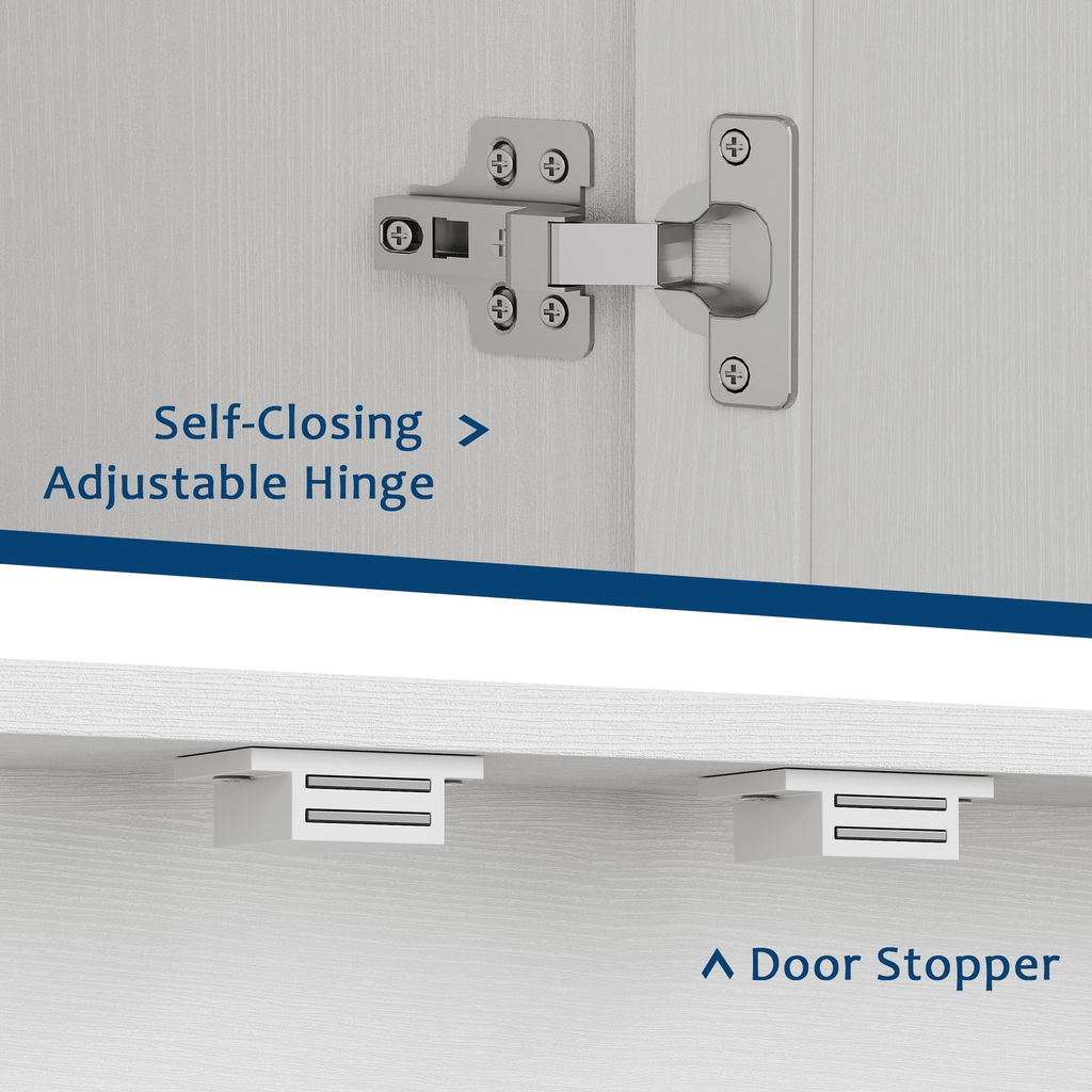 70-inch Tall Modern Farmhouse Pantry Cabinet with 4 Barn Doors & Adjustable Shelves - White Suitable for Kitchen, Living Room Storage,, Assembly, Housewarming Gift for Home, Bedroom, Entryway Organization