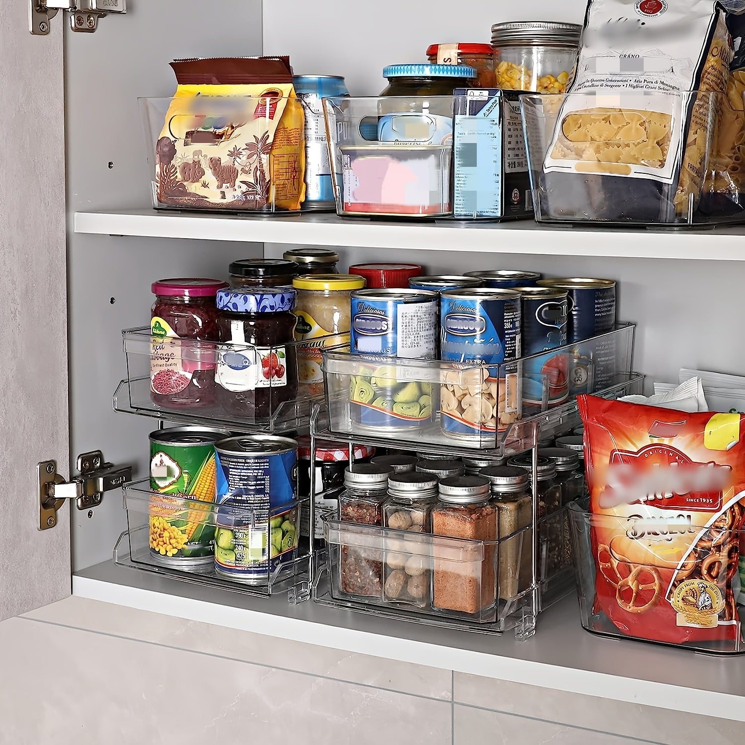 A Double-Layer Transparent Storage Container with Dividers, Versatile Pull-Out Storage Solution, Organizer for Bathroom Vanities, Sink Cabinet Organizer, Kitchen Storage, And Medicine Storage Container