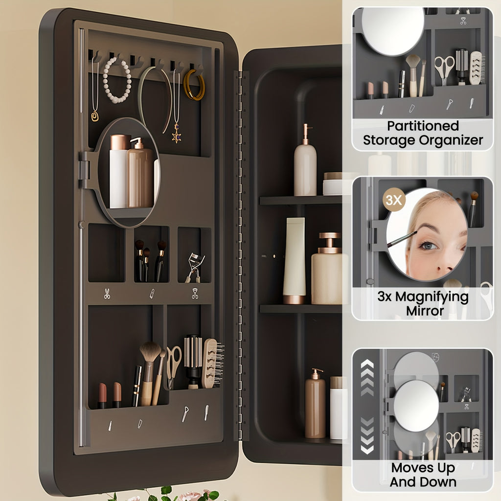 18 Inches Wide by 25 Inches High Bathroom Mirror Cabinet, Contemporary Makeup Mirrors, Wall-Mounted Bathroom Medicine Cabinet