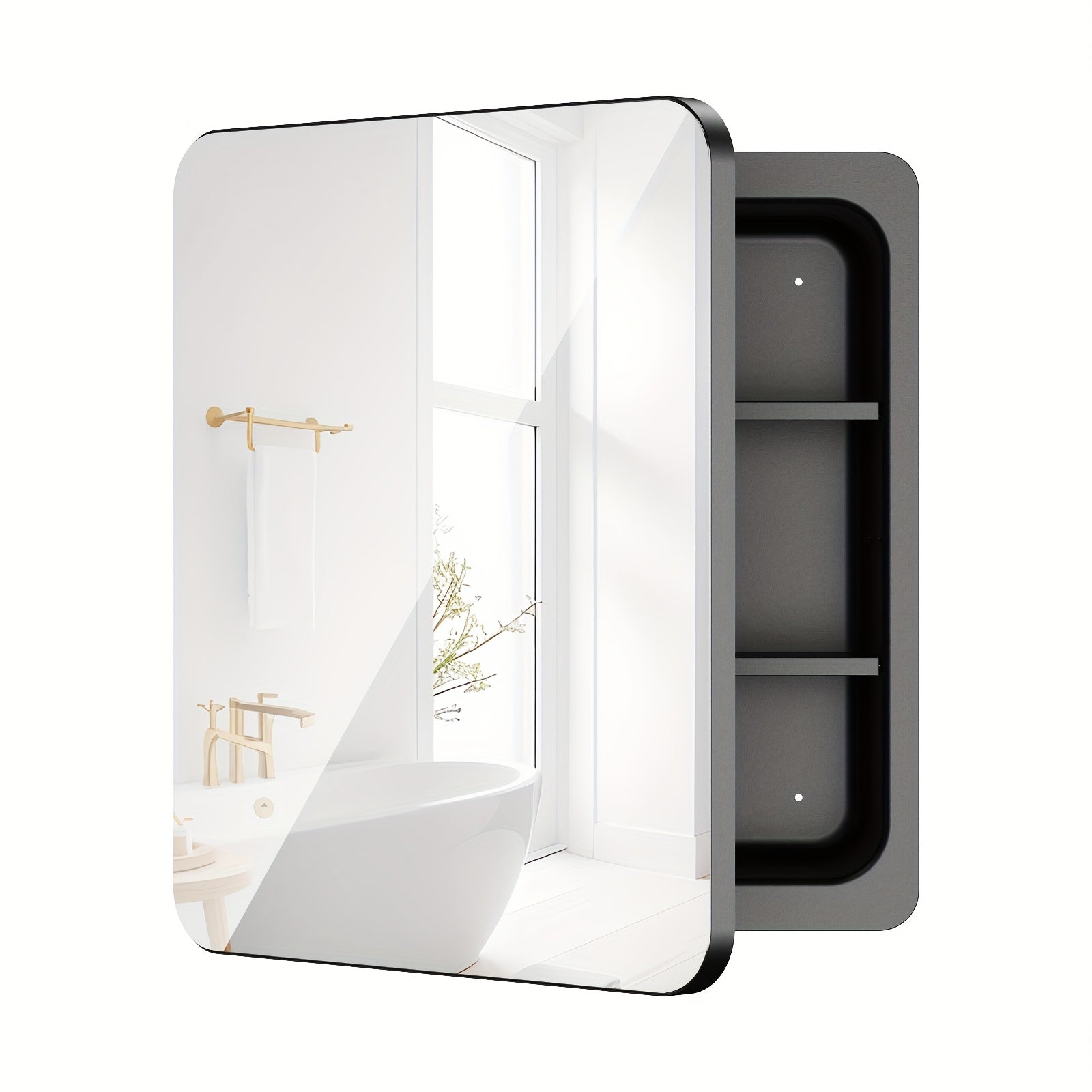 18 Inches Wide by 25 Inches High Bathroom Mirror Cabinet, Contemporary Makeup Mirrors, Wall-Mounted Bathroom Medicine Cabinet