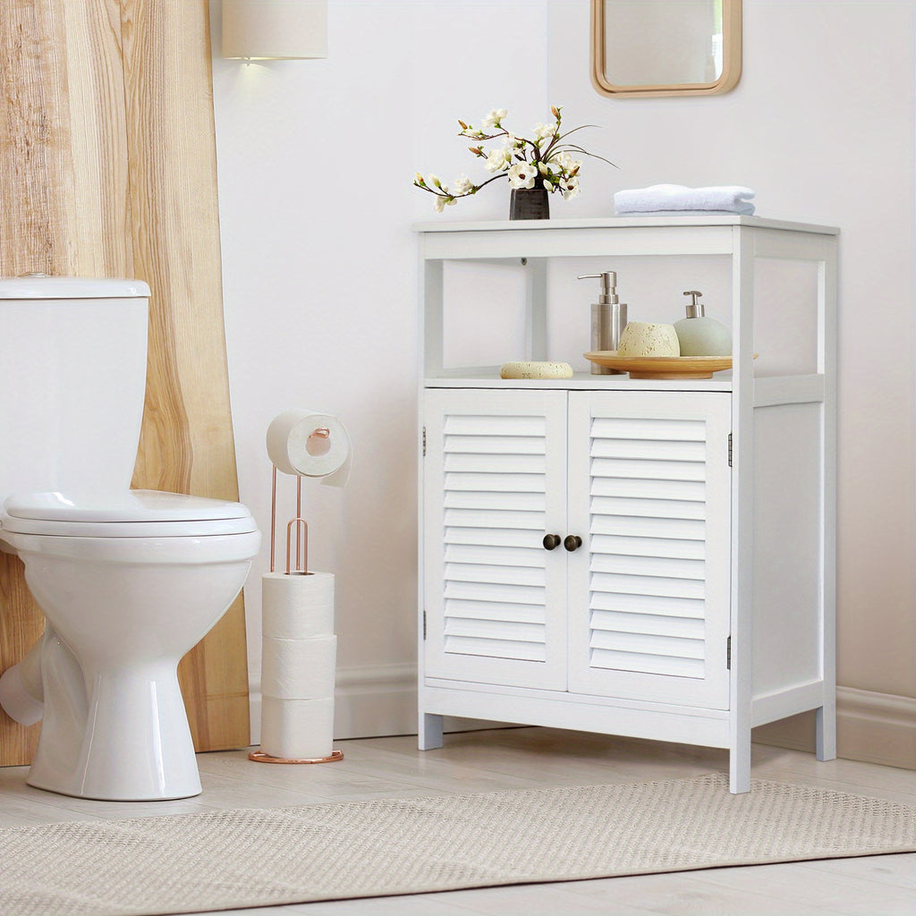 Multifunctional Storage Cabinet, Bathroom Floor Cabinet Kitchen Sideboard Buffet Cupboard White