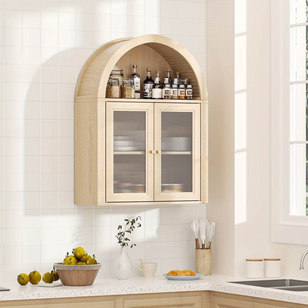 Arched Bathroom Wall Cabinets, Bohemian-style Medicine Cabinet With Acrylic Doors, Storage Cabinet Above The Toilet, Wall-mounted Adjustable Shelves (suitable For The Living Room), Laundry Room, Bathroom