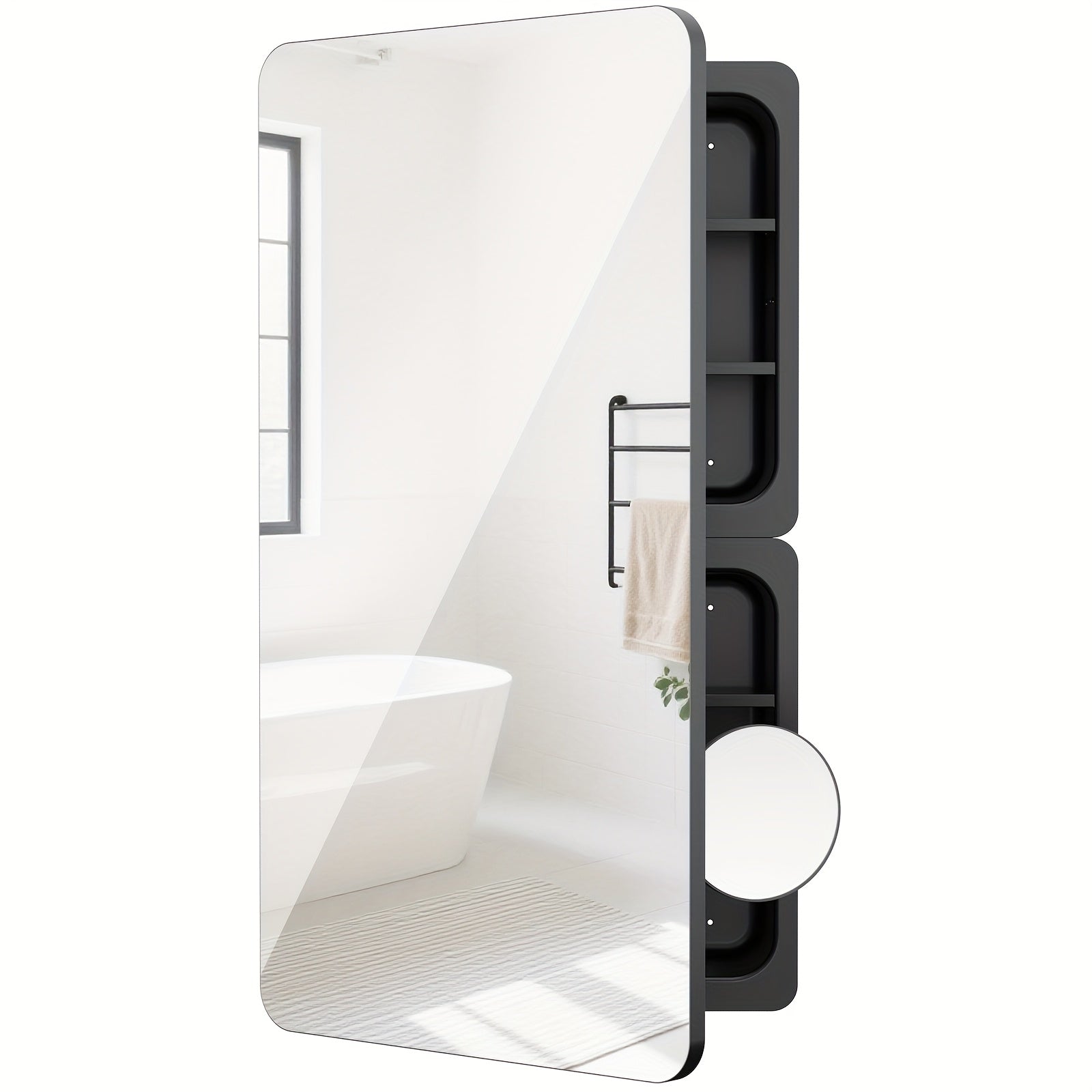 18 Inches Wide by 25 Inches High Bathroom Mirror Cabinet, Contemporary Makeup Mirrors, Wall-Mounted Bathroom Medicine Cabinet