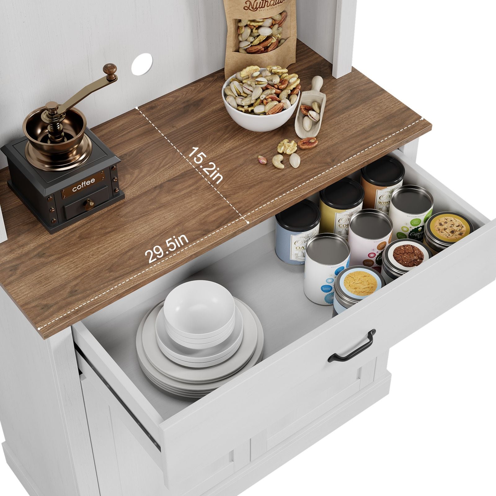 A Tall, Freestanding Kitchen Pantry Cabinet That Includes a Microwave Stand, Measuring 71 Inches in Height. This White Storage Cabinet Features Doors And Shelves, Making It Suitable for Dining Rooms, Bedrooms