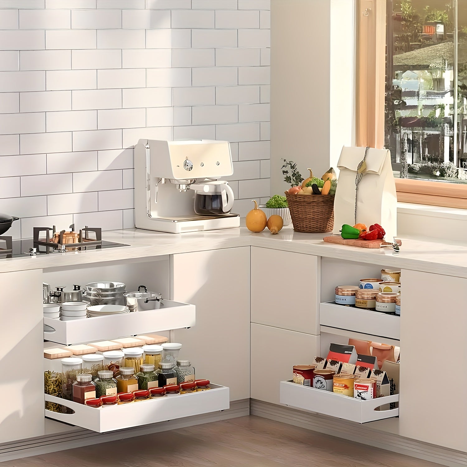 Pull-out Drawer Organizer, Expandable Single-layer Sliding Drawer Organizer for Kitchen Cabinets, Expandable Pull-out Drawer, Cabinet Organization Storage Drawer, Multi-functional Application Scenario Storage Cabinet