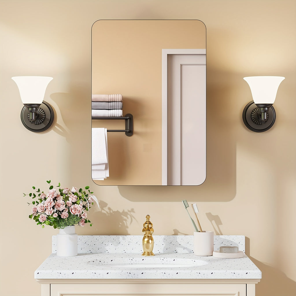 18 Inches Wide by 25 Inches High Bathroom Mirror Cabinet, Contemporary Makeup Mirrors, Wall-Mounted Bathroom Medicine Cabinet