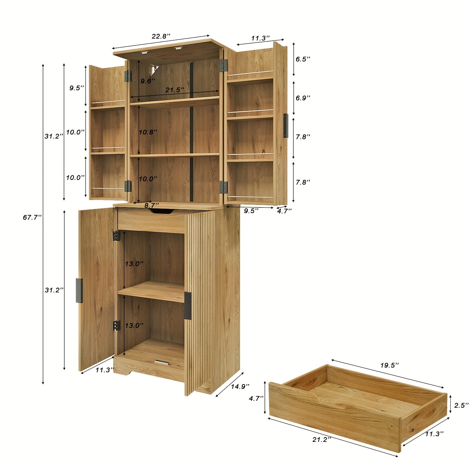 Kitchen Pantry Storage Cabinet 67.7\