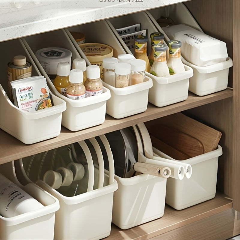 Expandable Plastic Desktop Organizer for Kitchen and Dining Room Storage, Multi-Layer Rack with Pull-Out Baskets for Home Organization, Kitchen Storage Solution|Sleek White Organizer|Durable Plastic Construction, Kitchen Organizers And Storage