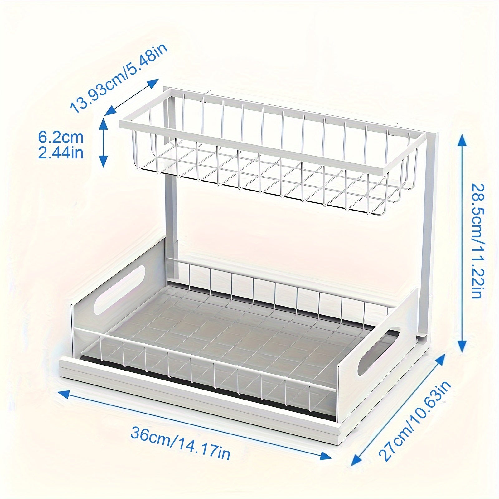 1pc Double-Layer Pull-Out Under Sink Organizer, Carbon Steel Multi-Functional Storage Shelf for Kitchen and Bathroom, Condiment Spice Rack, Medicine Box, Cosmetics Holder - Black\u002FWhite