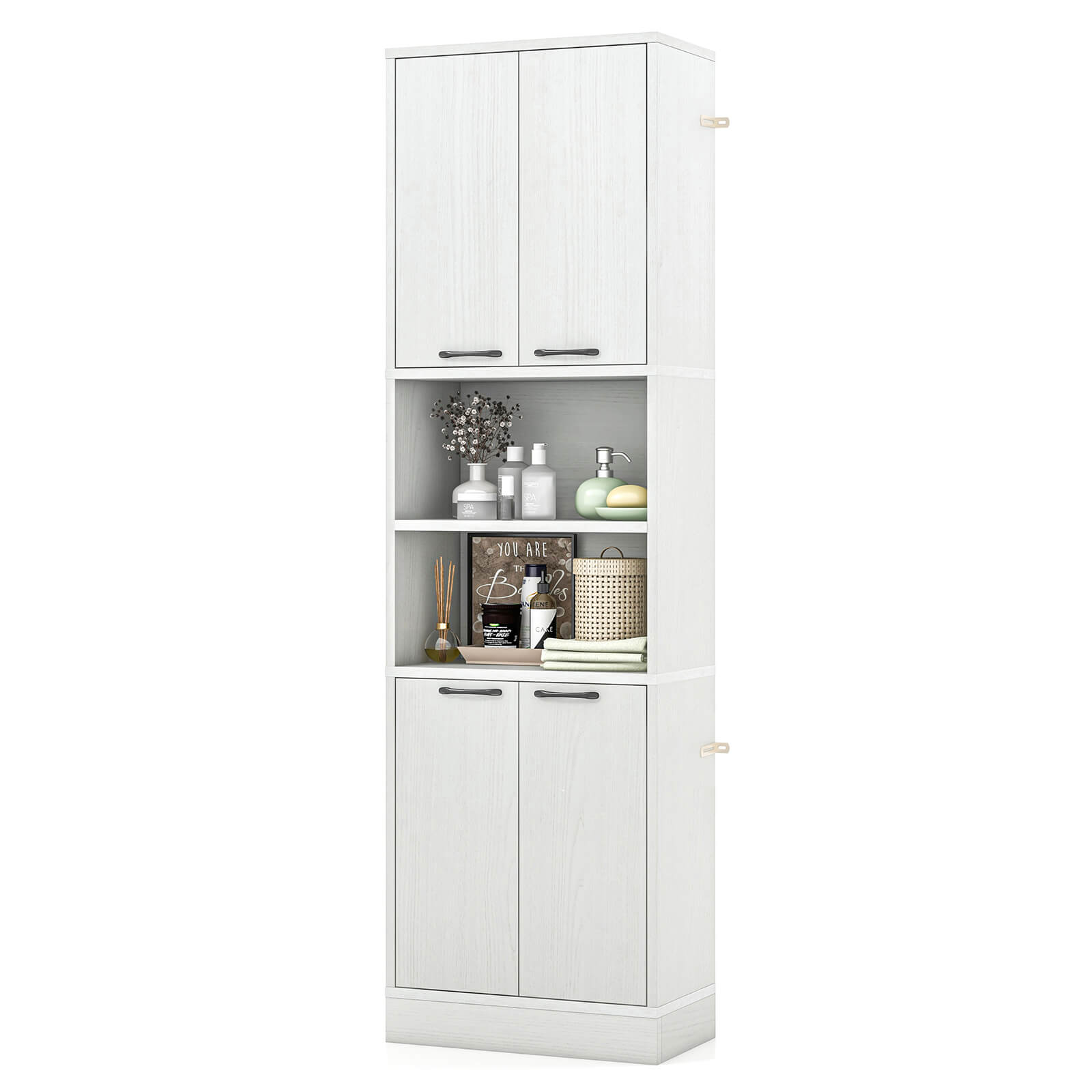 COSTWAY Large Storage Cabinet with 4 Doors & 2 Open Compartments, 75\