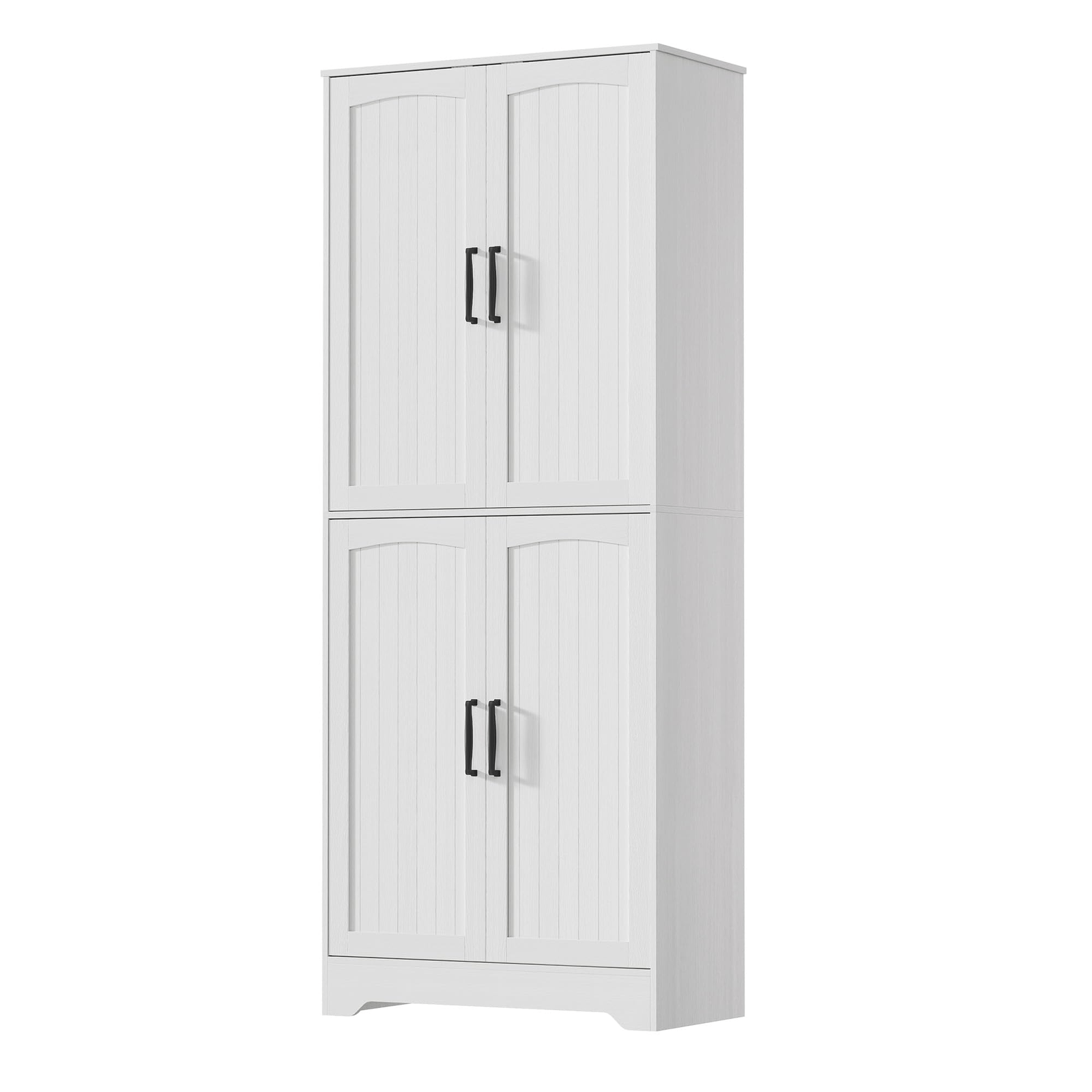 70-inch Tall Modern Farmhouse Pantry Cabinet with 4 Barn Doors & Adjustable Shelves - White Suitable for Kitchen, Living Room Storage,, Assembly, Housewarming Gift for Home, Bedroom, Entryway Organization