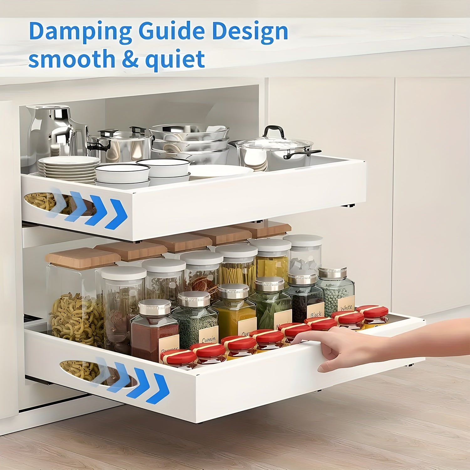 Pull-out Drawer Organizer, Expandable Single-layer Sliding Drawer Organizer for Kitchen Cabinets, Expandable Pull-out Drawer, Cabinet Organization Storage Drawer, Multi-functional Application Scenario Storage Cabinet