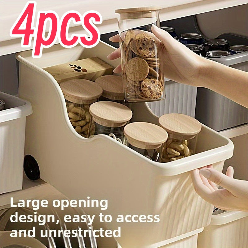 4pcs Durable Roll-Out Cabinet and Pantry Storage Organizer Set - Space-saving Design, Suitable for Storing Pots, Pans, Spices, and Lids - Ideal for Under-sink and Kitchen Cabinet Organization, Assembly Required