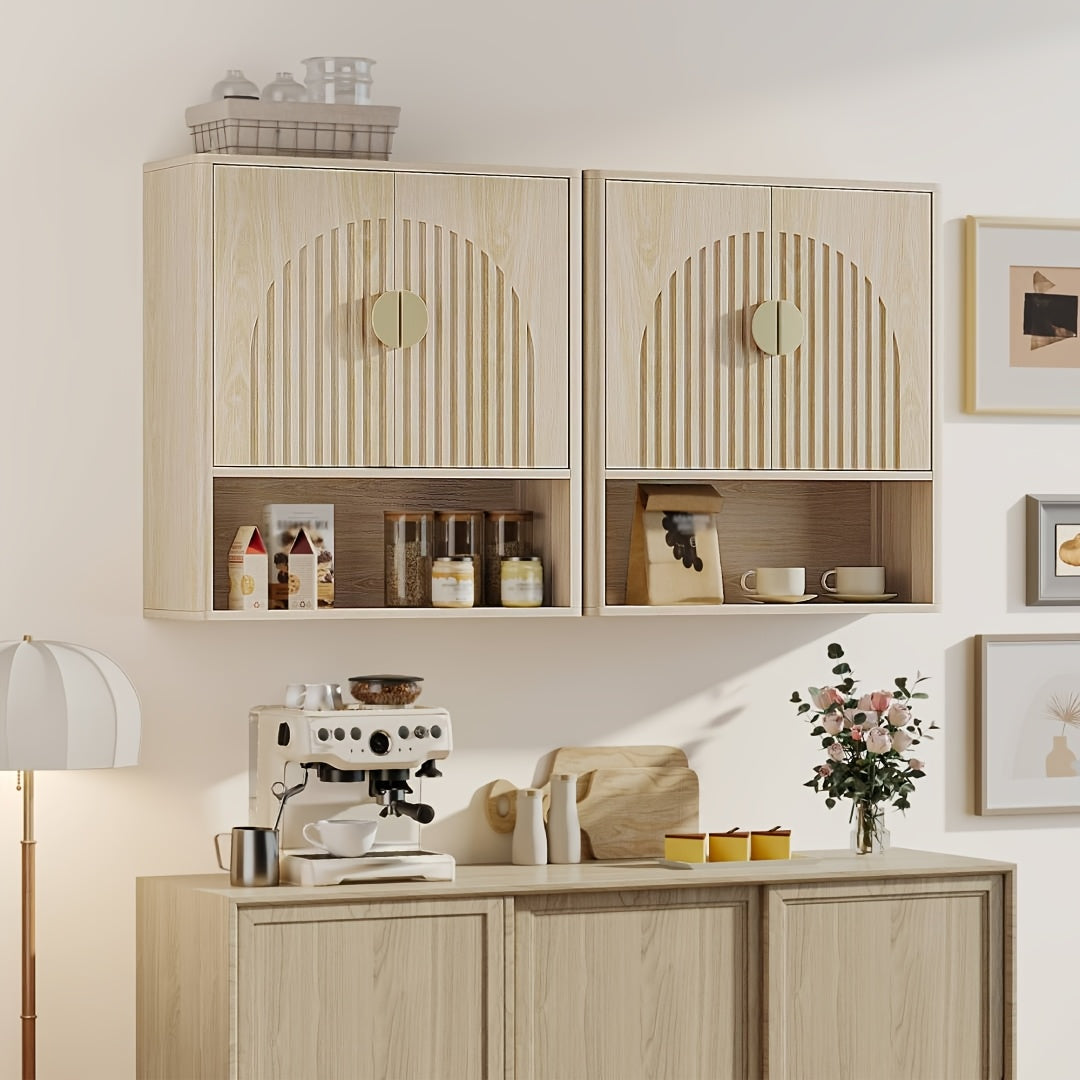 24.4-Inch Modern Recessed Bathroom Wall Cabinet with Golden Handles, Storage Cabinet Above The Toilet, Featuring Adjustable Shelves And Open Shelving, Suitable for Bathrooms, Vanities, And Laundry Rooms