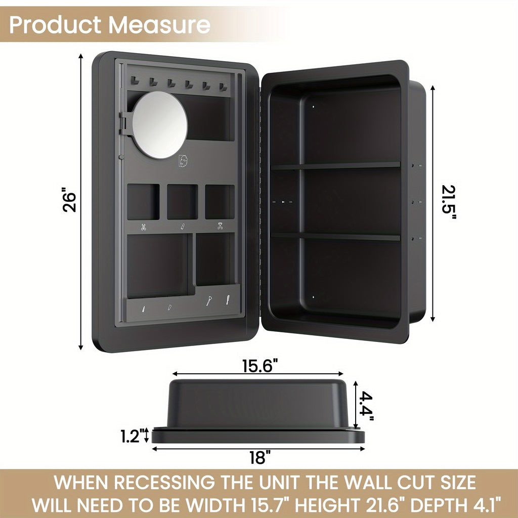 18 Inches Wide by 25 Inches High Bathroom Mirror Cabinet, Contemporary Makeup Mirrors, Wall-Mounted Bathroom Medicine Cabinet