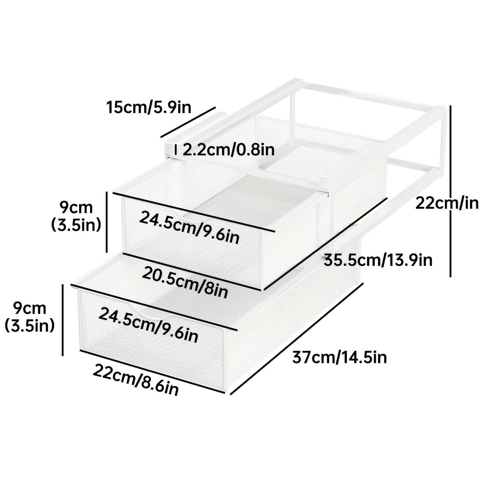 Stackable Pull-Out Drawer Baskets with Two Tiers - Ideal for Organizing Underwear, Socks, And Small Items, Suitable for Closet Shelves And Cabinets, in White