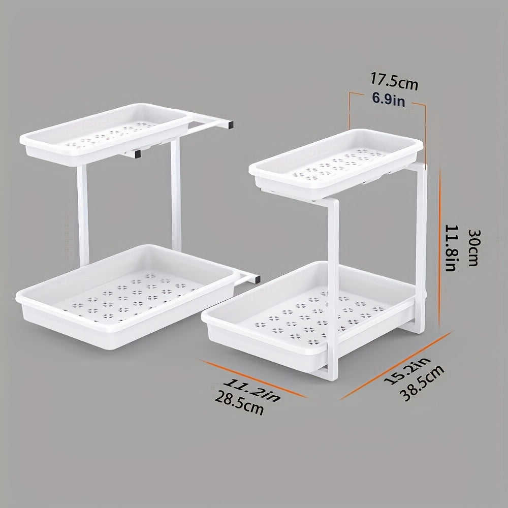2 Pull-out Cabinet Storage Boxes, 2-layer Under-sink Cabinet Storage Boxes And Storage, Bathroom Cabinet Storage Boxes with Pull-out Drawers, for Kitchens, Pull-out Home Storage Boxes