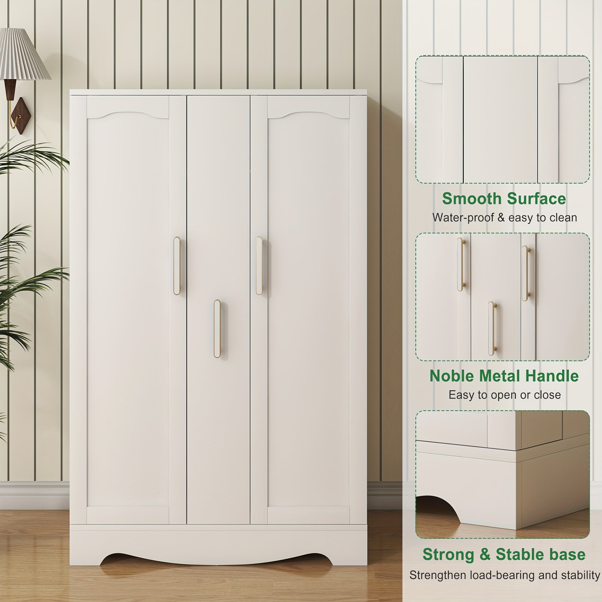 47 Inch Large Wooden Kitchen Storage Cabinets with Drawer and Adjustable Shelves, White Kitchen Pantry Storage Cabinet, Sturdy Buffet Cupboards Sideboard for Kitchen Dining Living Room Use